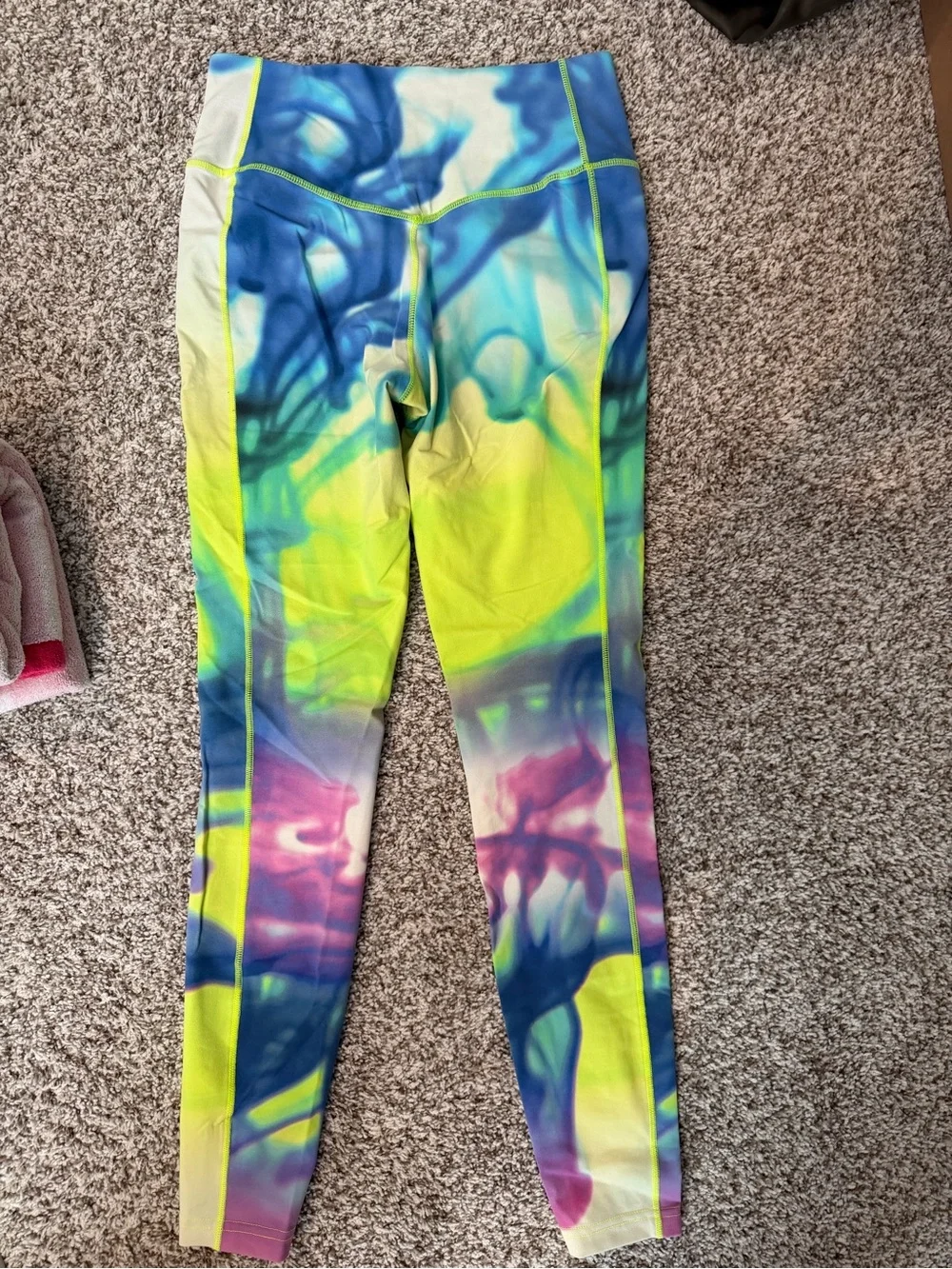 Nike Girls' Tie-Dye Leggings in Neon Yellow, Blue & Purple